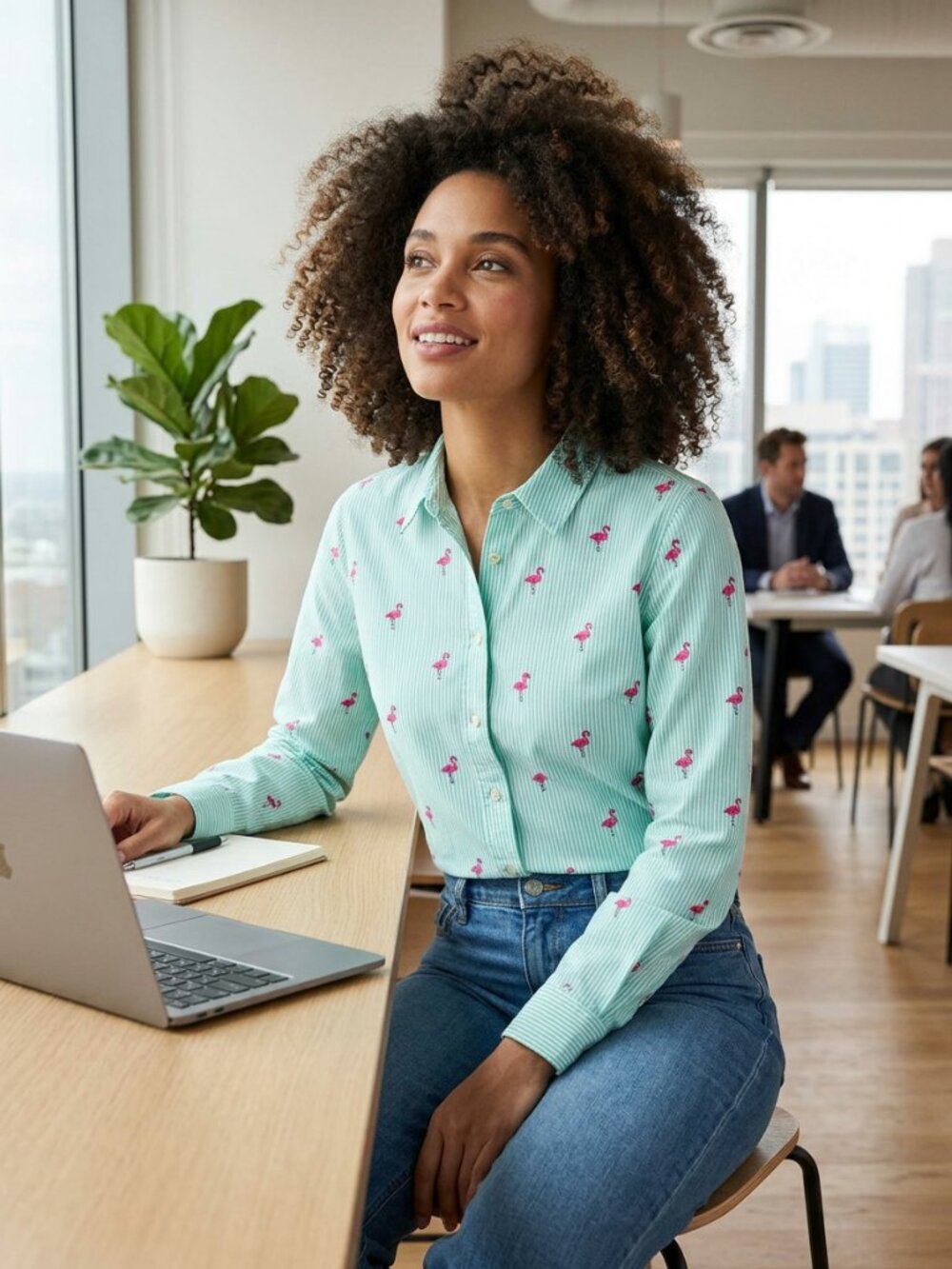 Lemon Way Embroidered Flamingo Size M